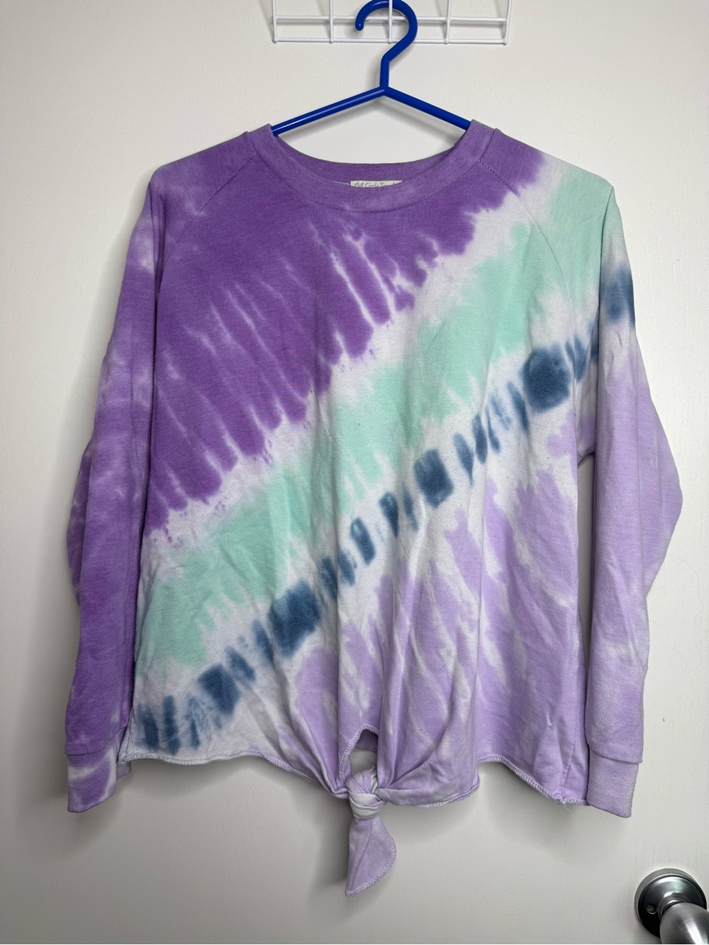 Full Circle Trends Tie-Dye Long Sleeve Women's Top - Purple, Mint & Navy Medium